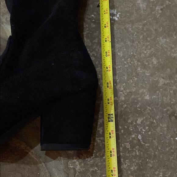 Black Over-the-Knee Women's heel Boots faux suede new pointed toe - Picture 4 of 8